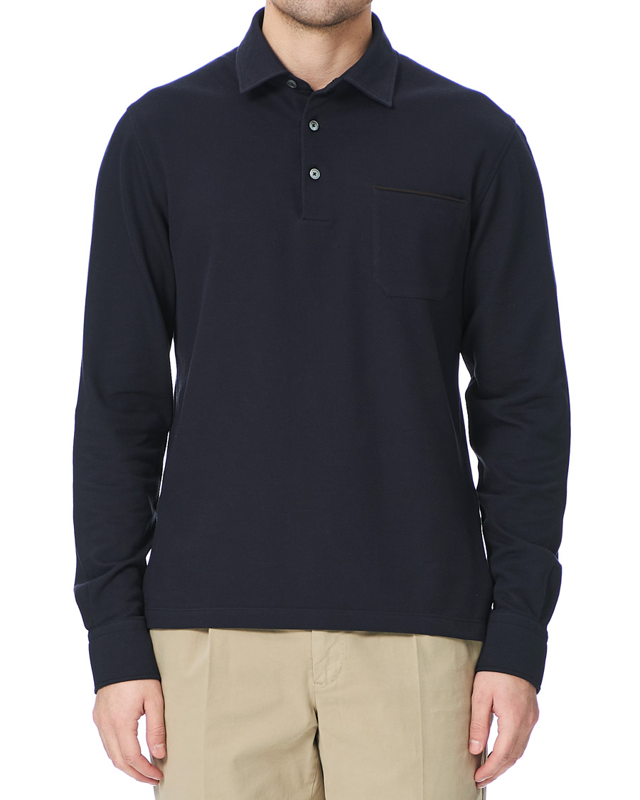 Herre | Gensere | Ermenegildo Zegna | Pocket Long Sleeve Polo Navy 48