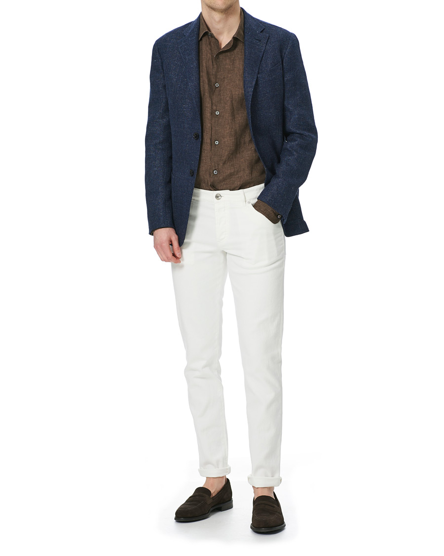 Herre | Skjorter | Ermenegildo Zegna | Slim Fit Linen Shirt Brown
