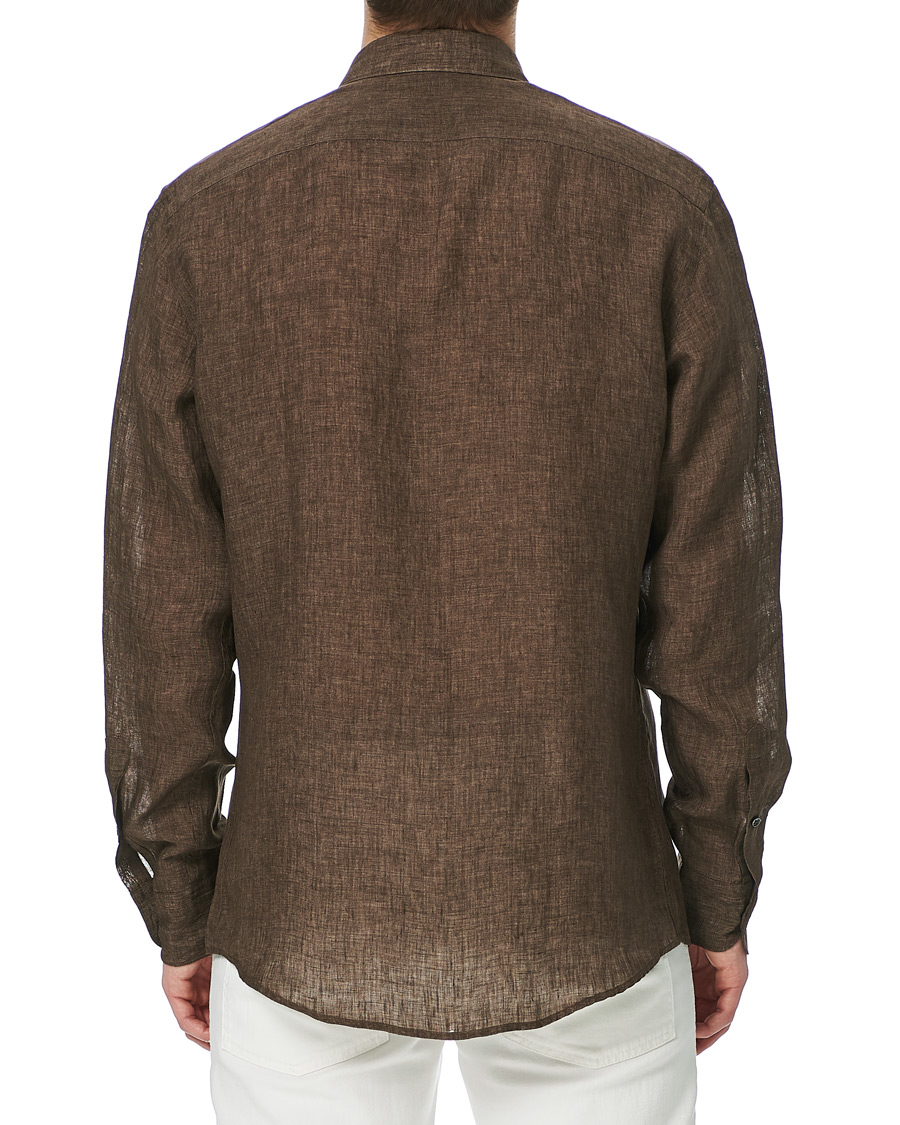 Herre | Skjorter | Ermenegildo Zegna | Slim Fit Linen Shirt Brown