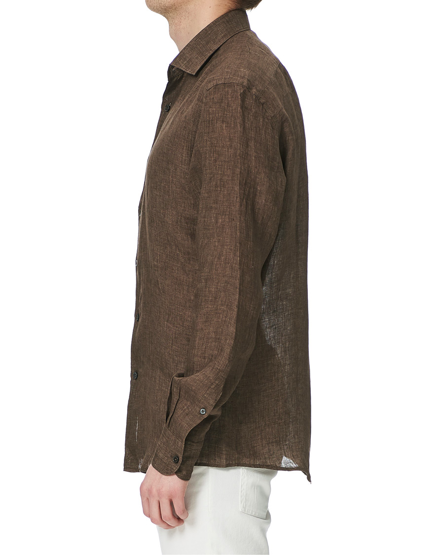 Herre | Skjorter | Ermenegildo Zegna | Slim Fit Linen Shirt Brown