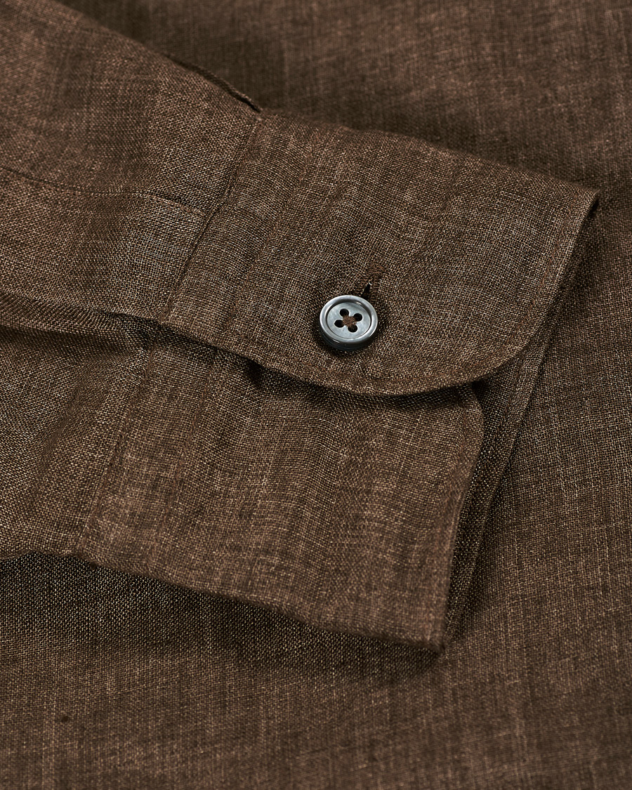 Herre | Skjorter | Ermenegildo Zegna | Slim Fit Linen Shirt Brown