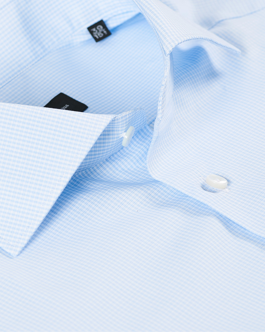 Herre | Skjorter | Ermenegildo Zegna | Slim Fit Check Dress Shirt Light Blue