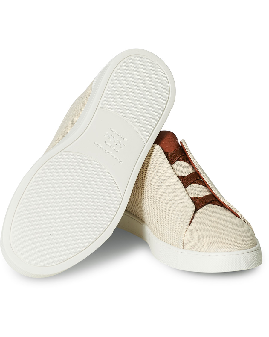Herre | Ermenegildo Zegna Triple Stitch Elasticated Sneakers White | Ermenegildo Zegna | Triple Stitch Elasticated Sneakers White