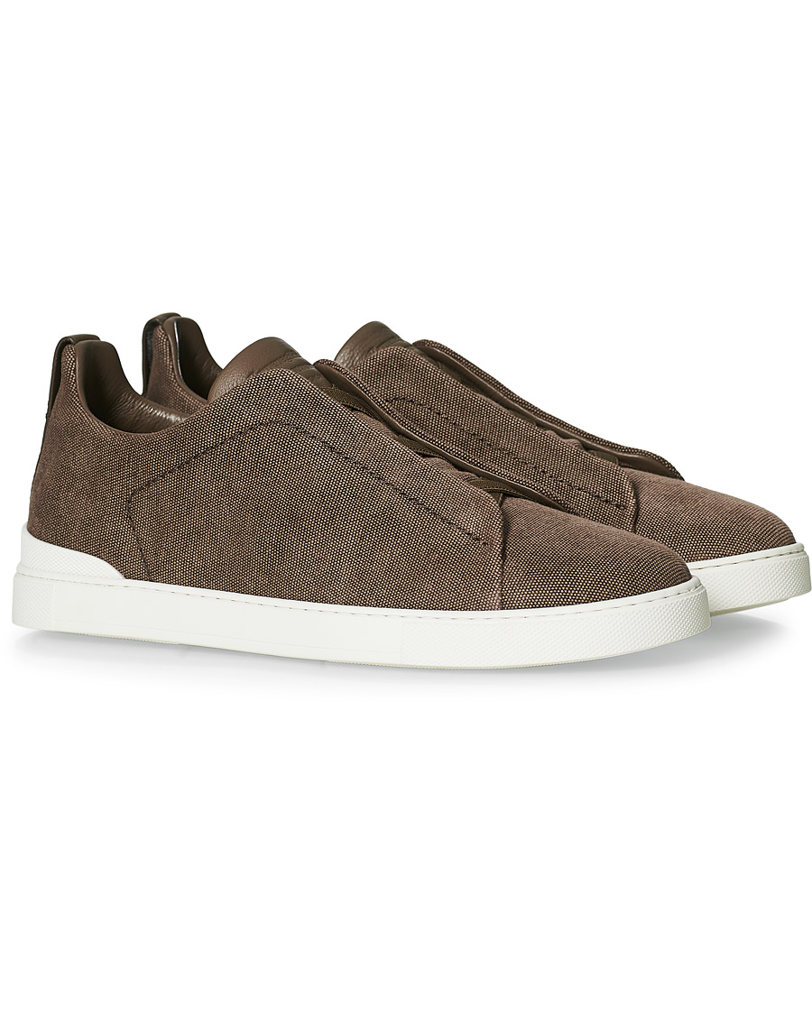 Herre | Ermenegildo Zegna Triple Stitch Elasticated Sneaker Brown | Ermenegildo Zegna | Triple Stitch Elasticated Sneaker Brown