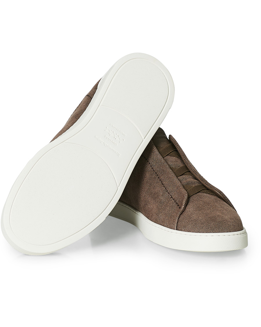 Herre | Ermenegildo Zegna Triple Stitch Elasticated Sneaker Brown | Ermenegildo Zegna | Triple Stitch Elasticated Sneaker Brown