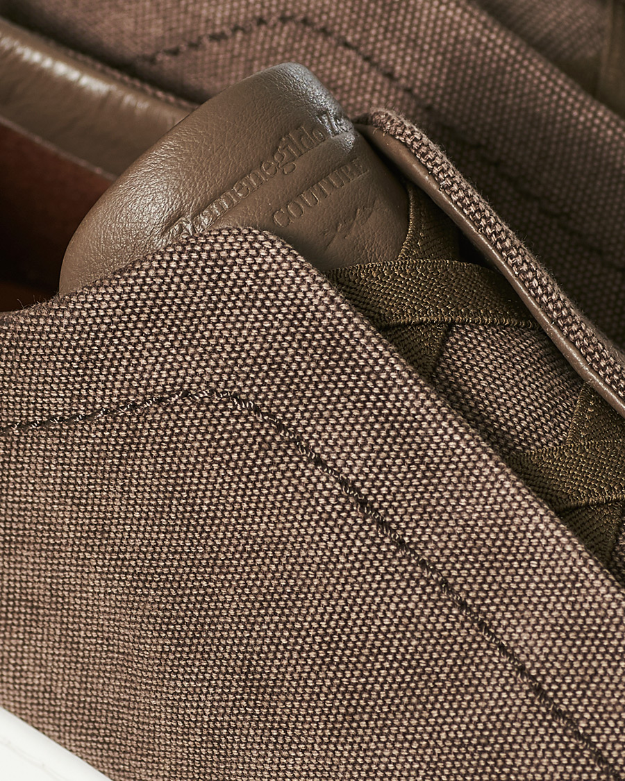 Herre | Ermenegildo Zegna Triple Stitch Elasticated Sneaker Brown | Ermenegildo Zegna | Triple Stitch Elasticated Sneaker Brown