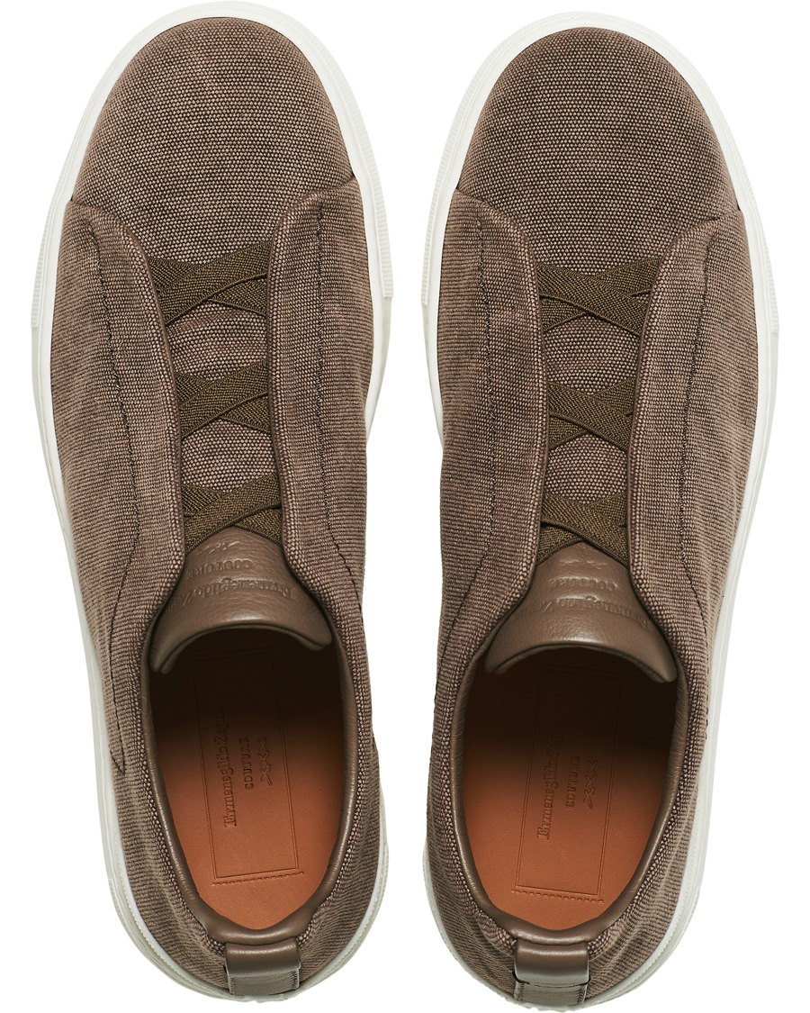 Herre | Ermenegildo Zegna Triple Stitch Elasticated Sneaker Brown | Ermenegildo Zegna | Triple Stitch Elasticated Sneaker Brown