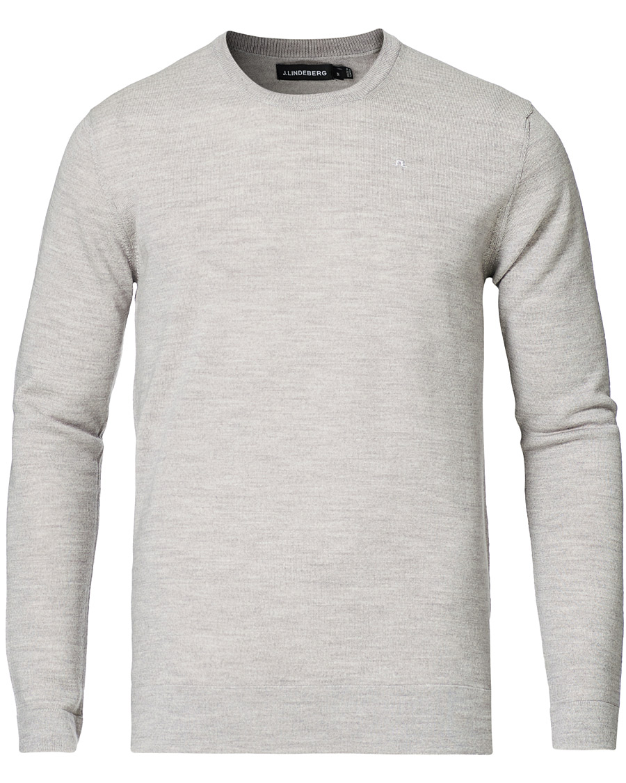 Herre | Gensere | J.Lindeberg | Newman Merino Crew Neck Pullover Stone Grey Melange