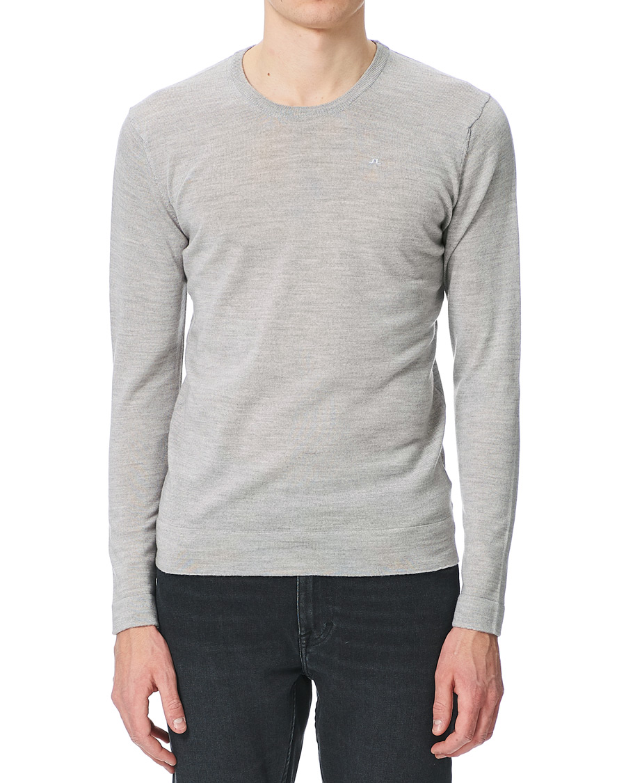 Herre | Gensere | J.Lindeberg | Newman Merino Crew Neck Pullover Stone Grey Melange