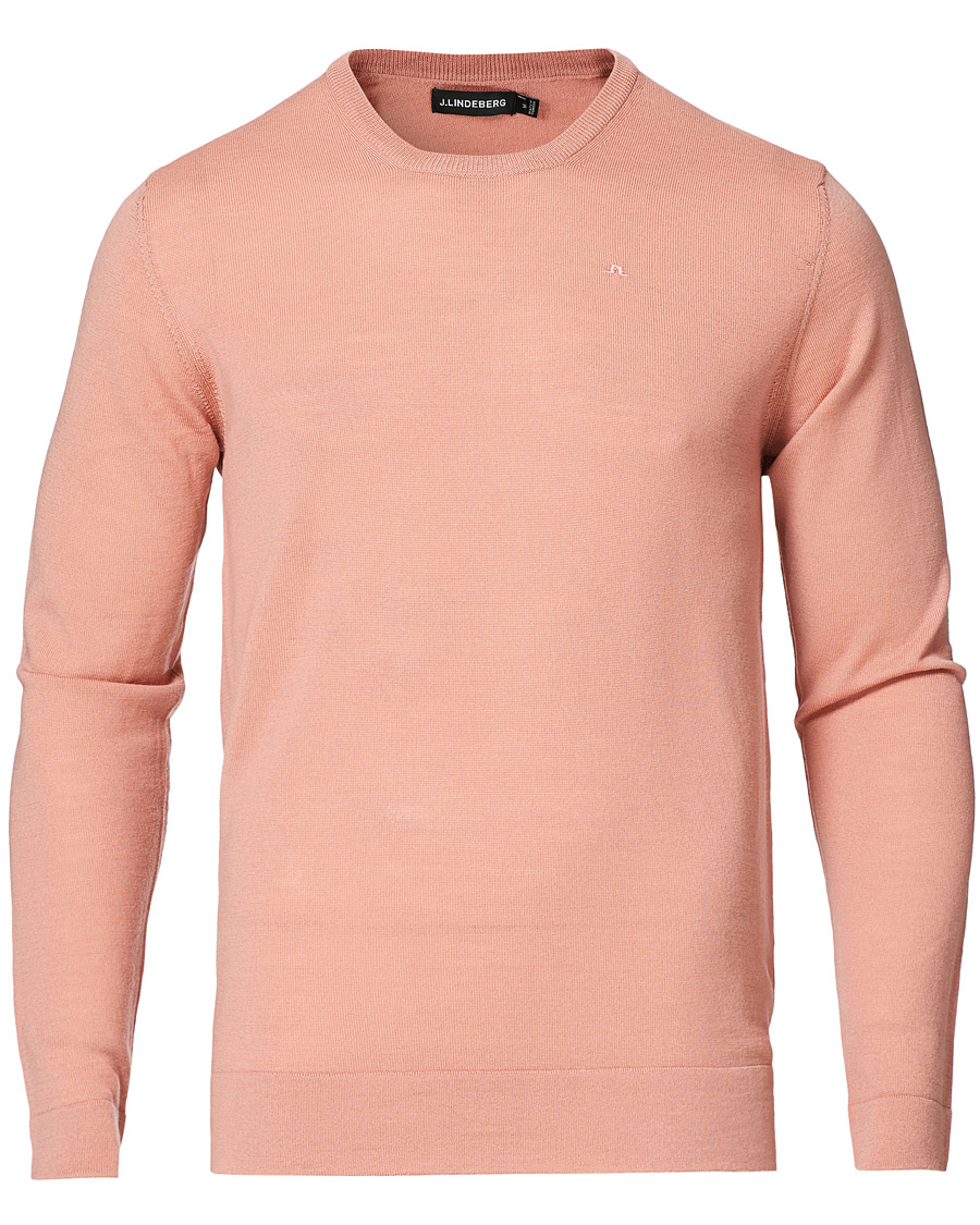 Herre | Gensere | J.Lindeberg | Newman Merino Crew Neck Pullover Rose Coppar