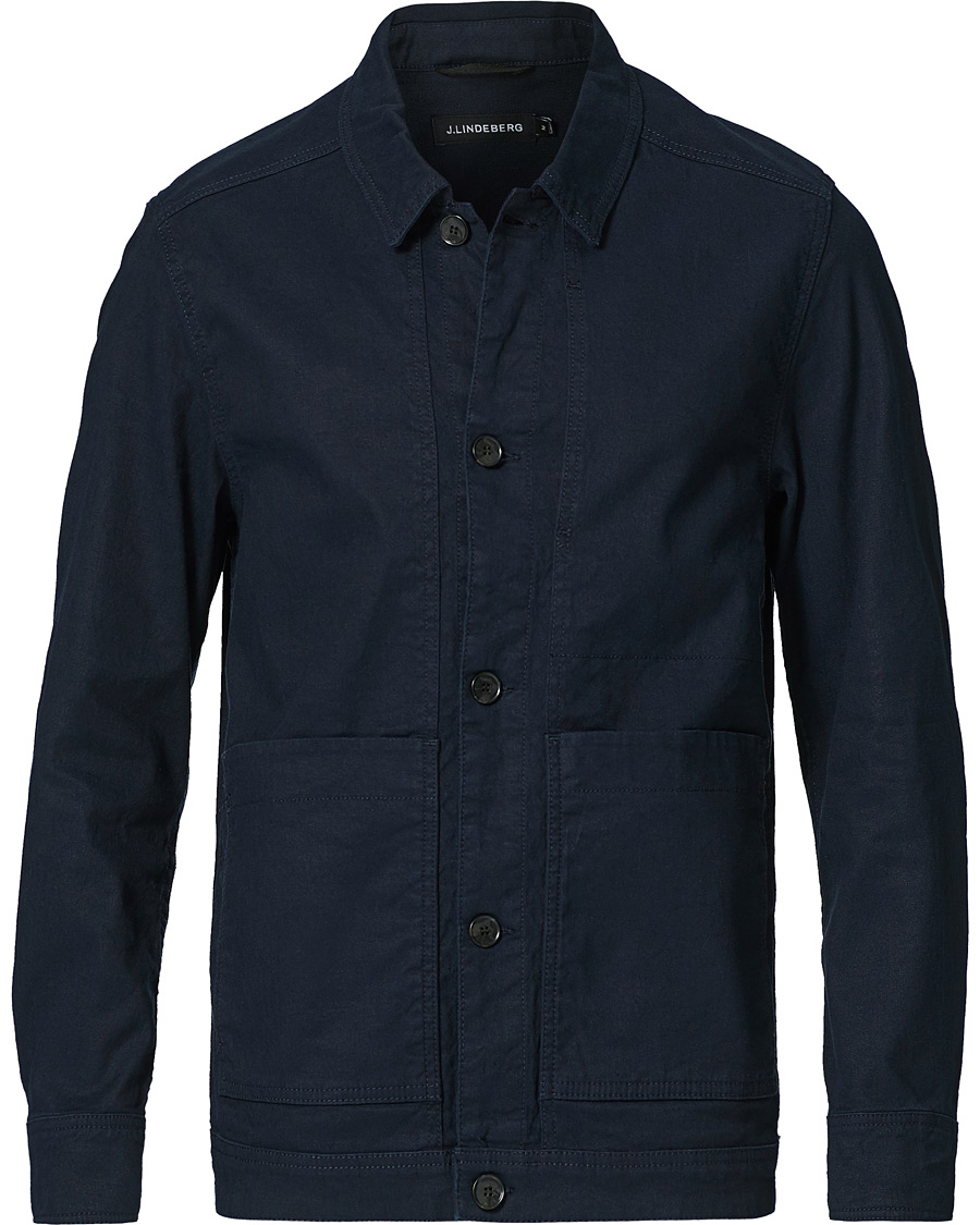 Herre | Skjorter | J.Lindeberg | Eric Linen/Cotton Overshirt Navy