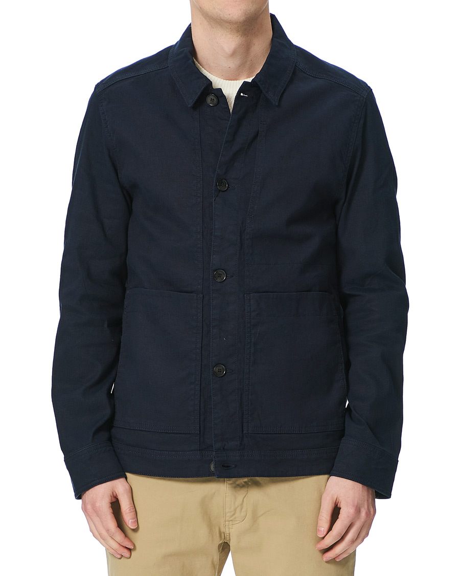 Herre | Skjorter | J.Lindeberg | Eric Linen/Cotton Overshirt Navy
