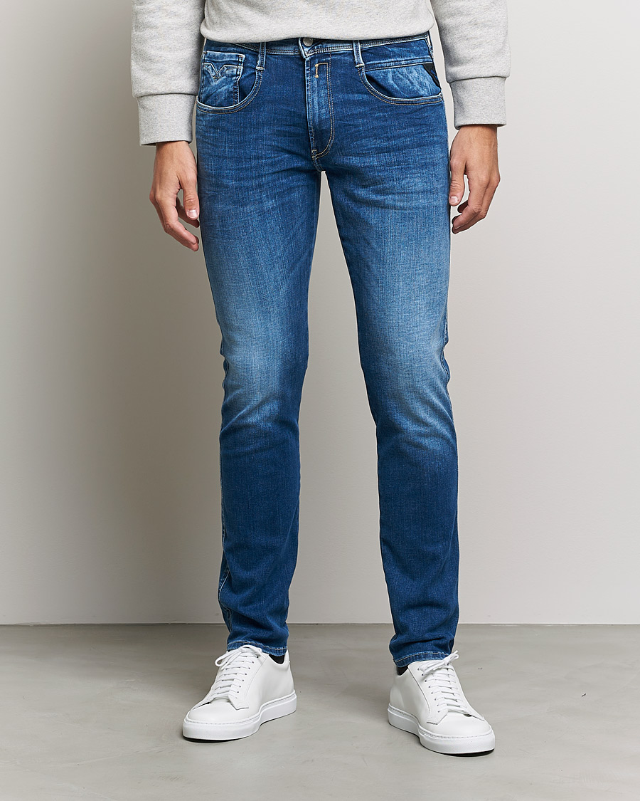 Herre | Slim fit | Replay | Anbass Hyperflex Re-Used Jeans Medium Blue