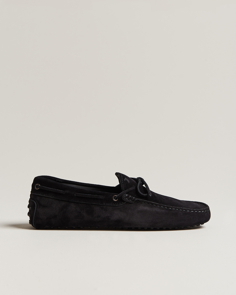 Herre | Tod's Lacetto Gommino Carshoe Black Suede | Tod's | Lacetto Gommino Carshoe Black Suede
