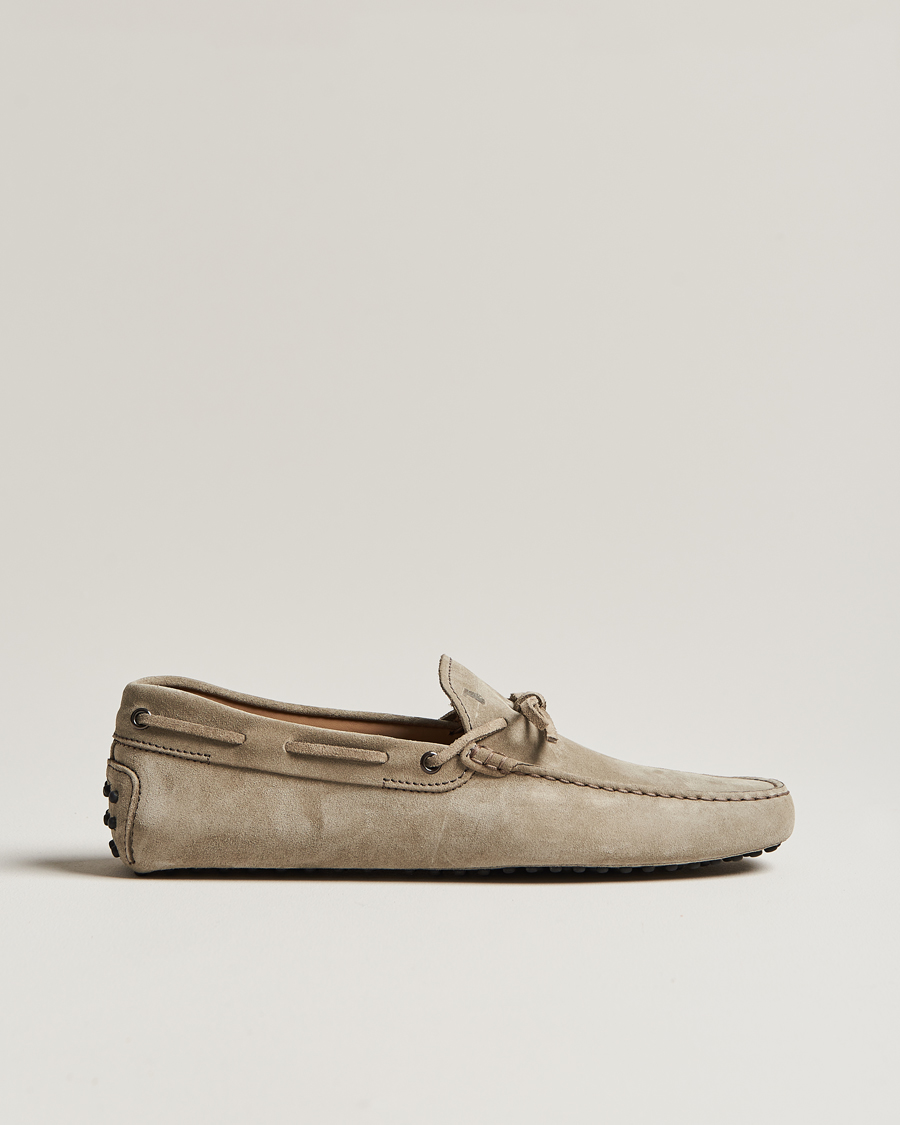 Herre | Tod's Lacetto Gommino Carshoe Taupe Suede | Tod's | Lacetto Gommino Carshoe Taupe Suede