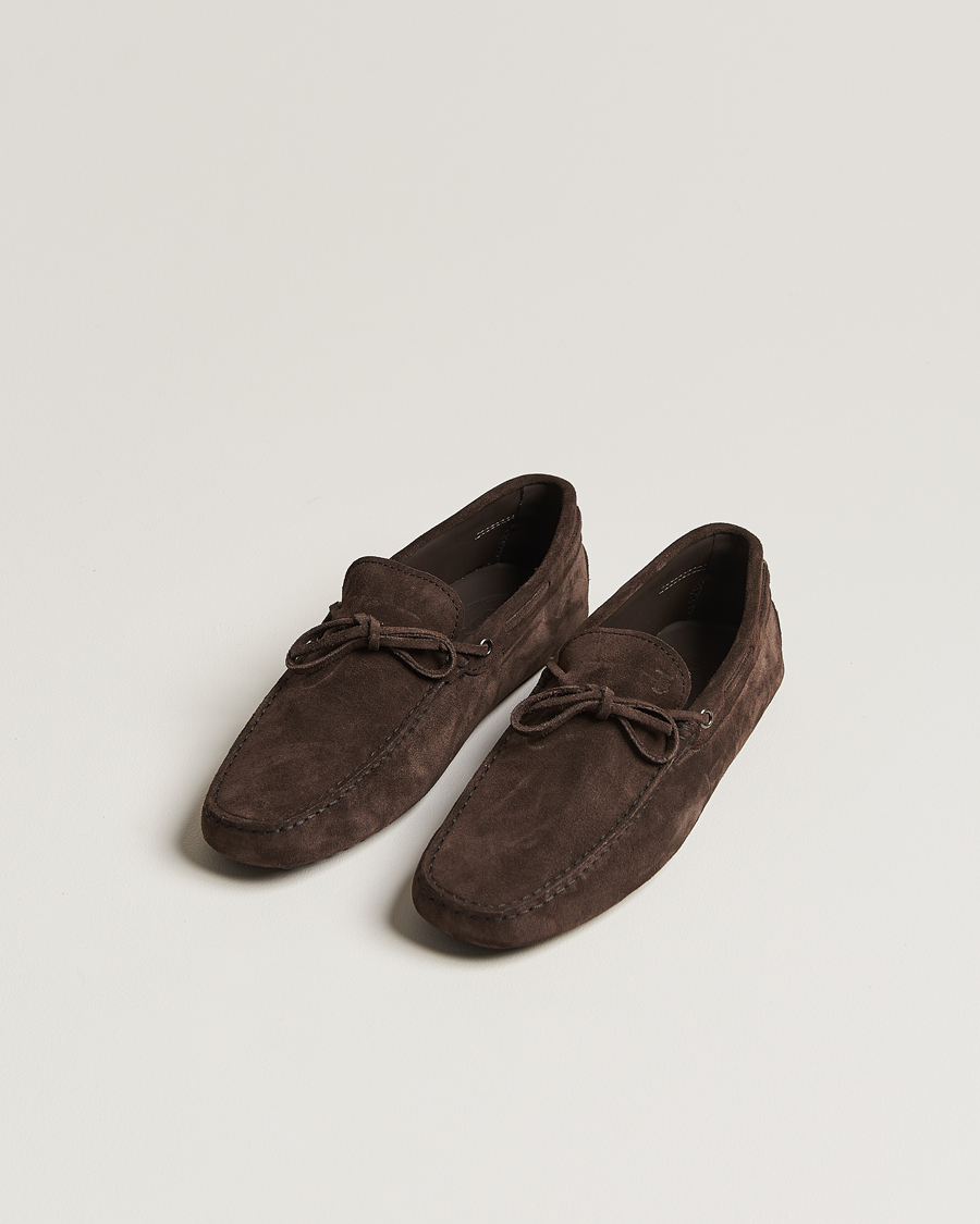 Herre | Italian Department | Tod's | Lacetto Gommino Carshoe Dark Brown Suede