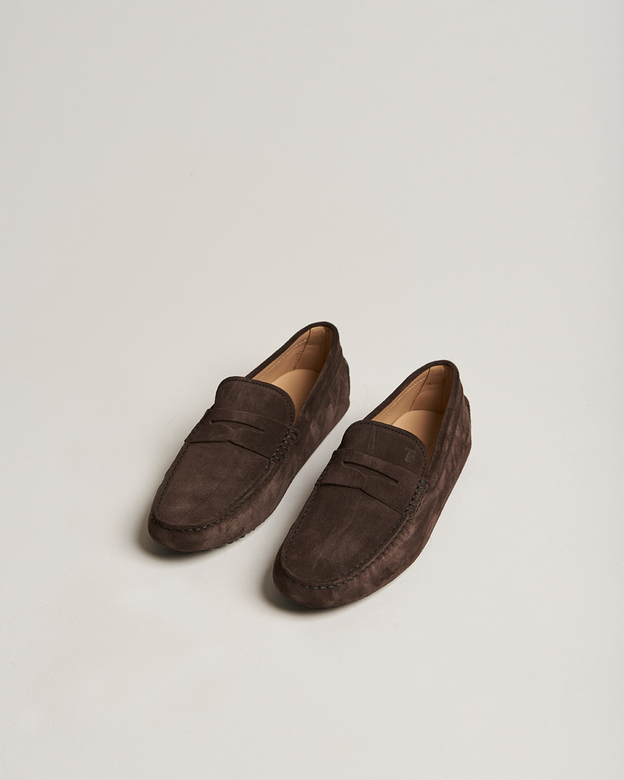 Herre | Tod's Gommino Carshoe Dark Brown Suede | Tod's | Gommino Carshoe Dark Brown Suede