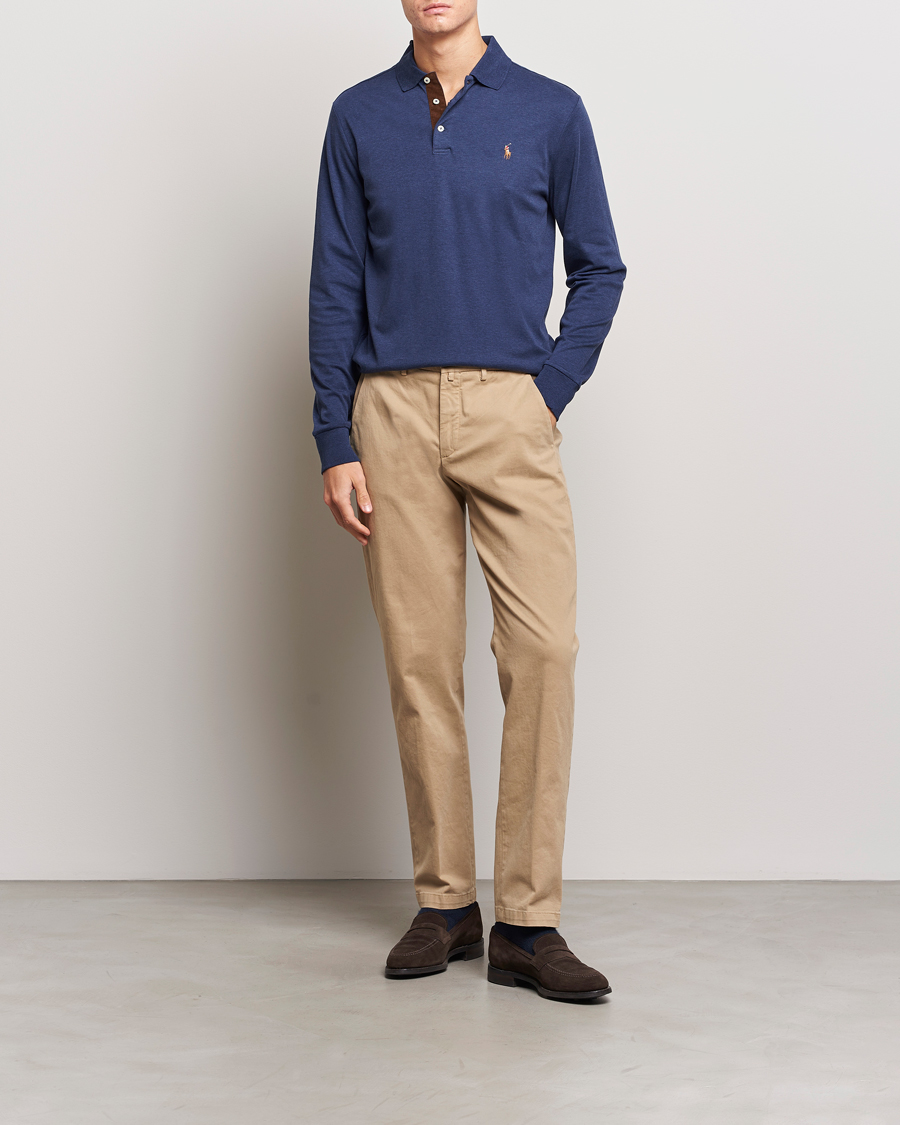 Herre | Gensere | Polo Ralph Lauren | Luxury Pima Cotton Long Sleeve Polo Navy Heather