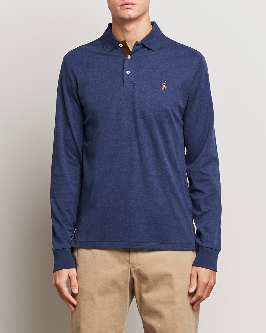 Herre | Langermet piké | Polo Ralph Lauren | Luxury Pima Cotton Long Sleeve Polo Navy Heather 