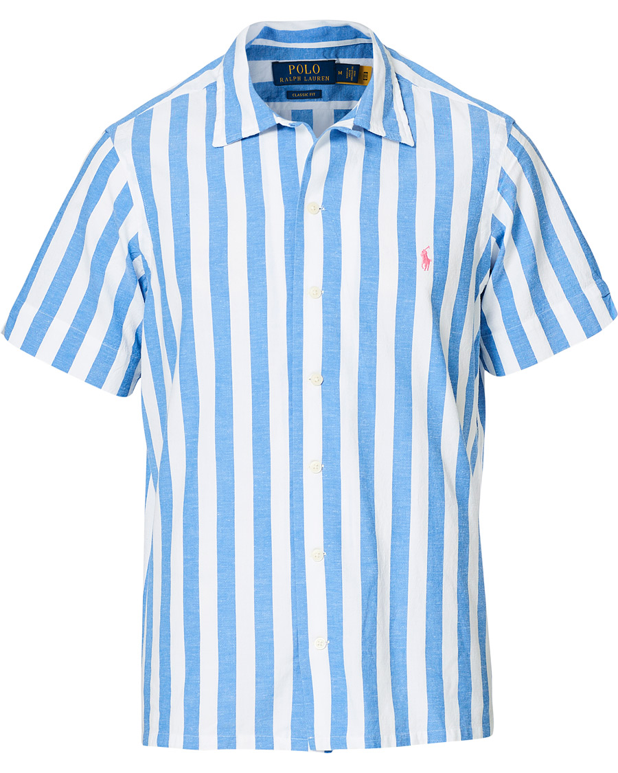 Herre | Skjorter | Polo Ralph Lauren | Striped Resort Collar Short Sleeve Shirt Blue/White