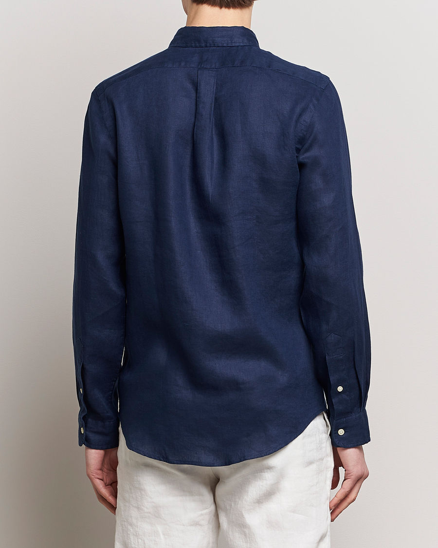 Herre | Skjorter | Polo Ralph Lauren | Slim Fit Linen Button Down Shirt Newport Navy