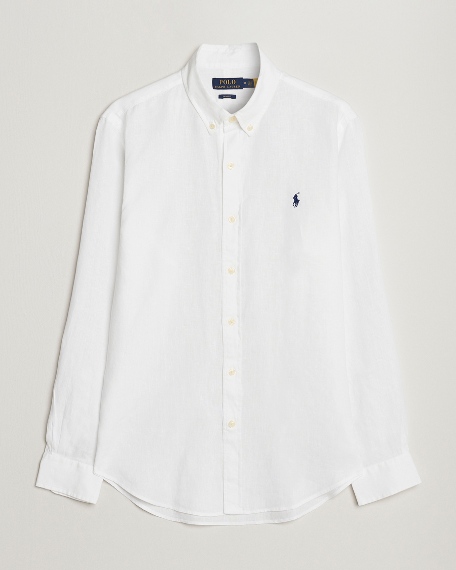 Herre |  | Polo Ralph Lauren | Slim Fit Linen Button Down Shirt White