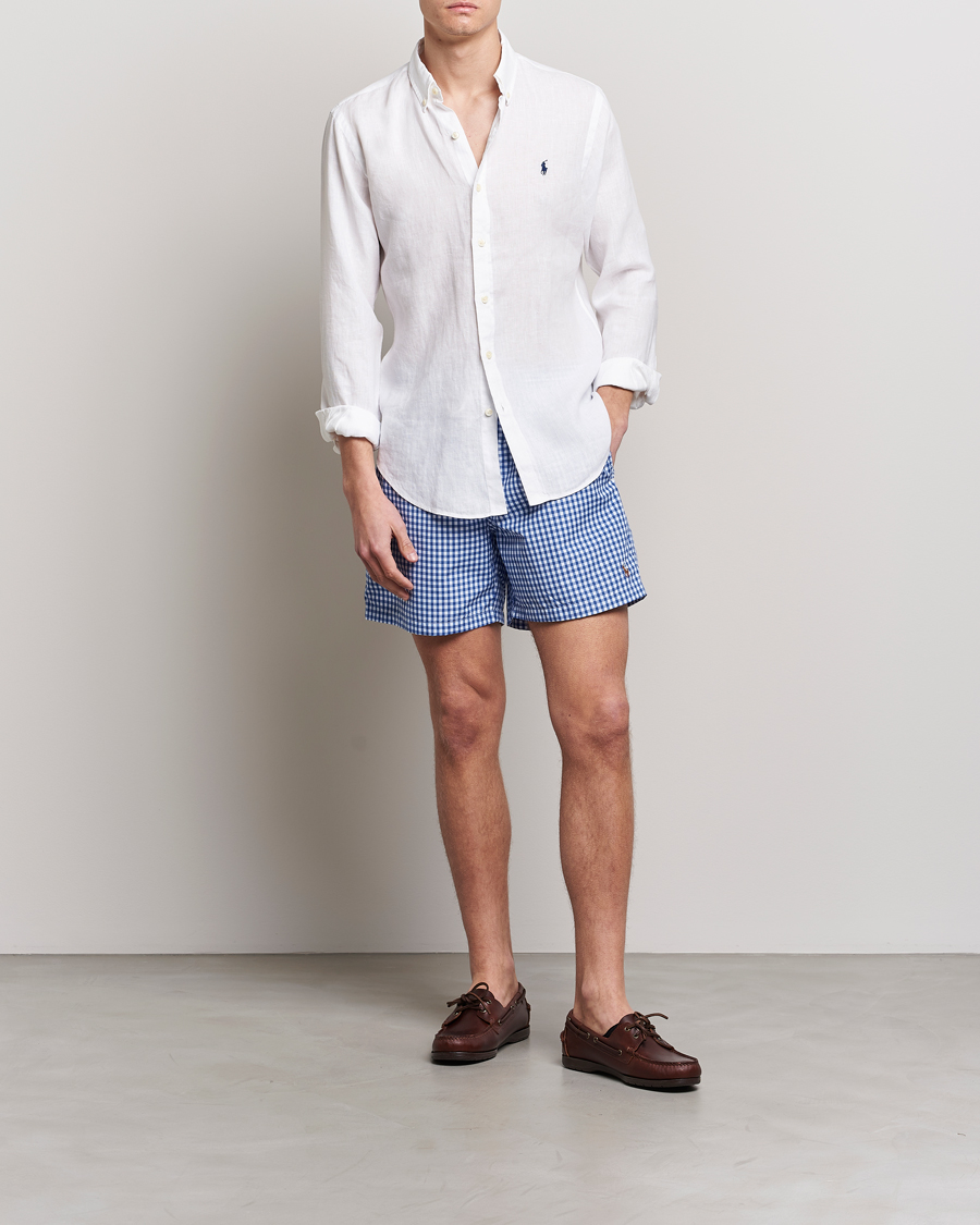 Herre |  | Polo Ralph Lauren | Slim Fit Linen Button Down Shirt White