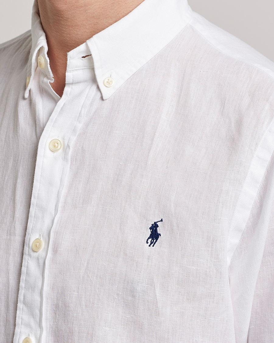 Herre | Skjorter | Polo Ralph Lauren | Slim Fit Linen Button Down Shirt White