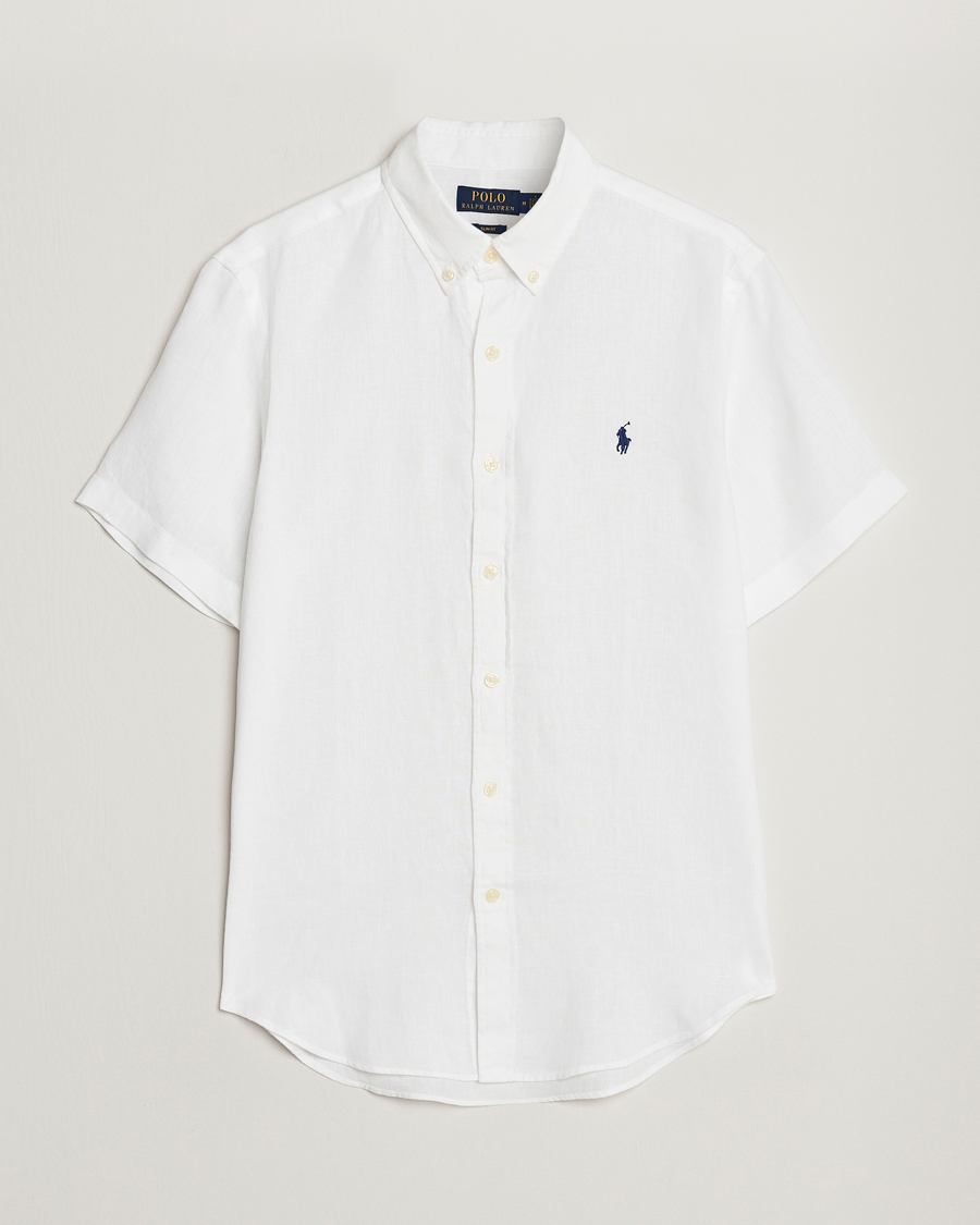 Herre | Skjorter | Polo Ralph Lauren | Slim Fit Linen Short Sleeve Shirt White