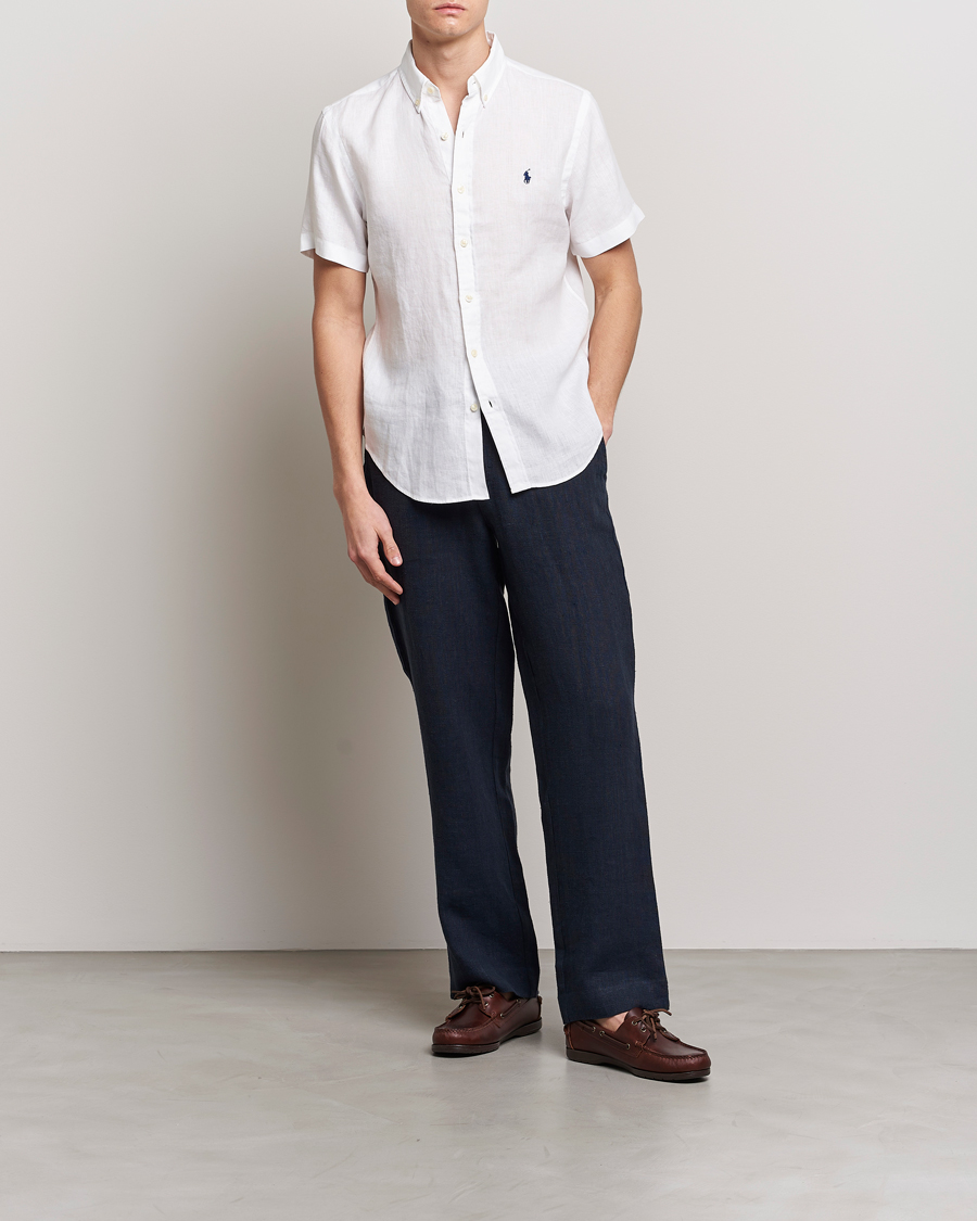 Herre | Skjorter | Polo Ralph Lauren | Slim Fit Linen Short Sleeve Shirt White