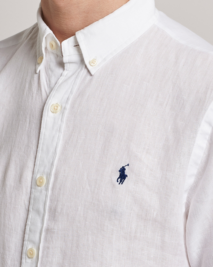 Herre | Skjorter | Polo Ralph Lauren | Slim Fit Linen Short Sleeve Shirt White