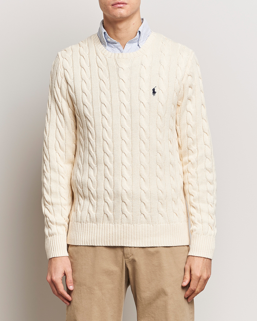 Herre | 30% salg | Polo Ralph Lauren | Cotton Cable Pullover Andover Cream