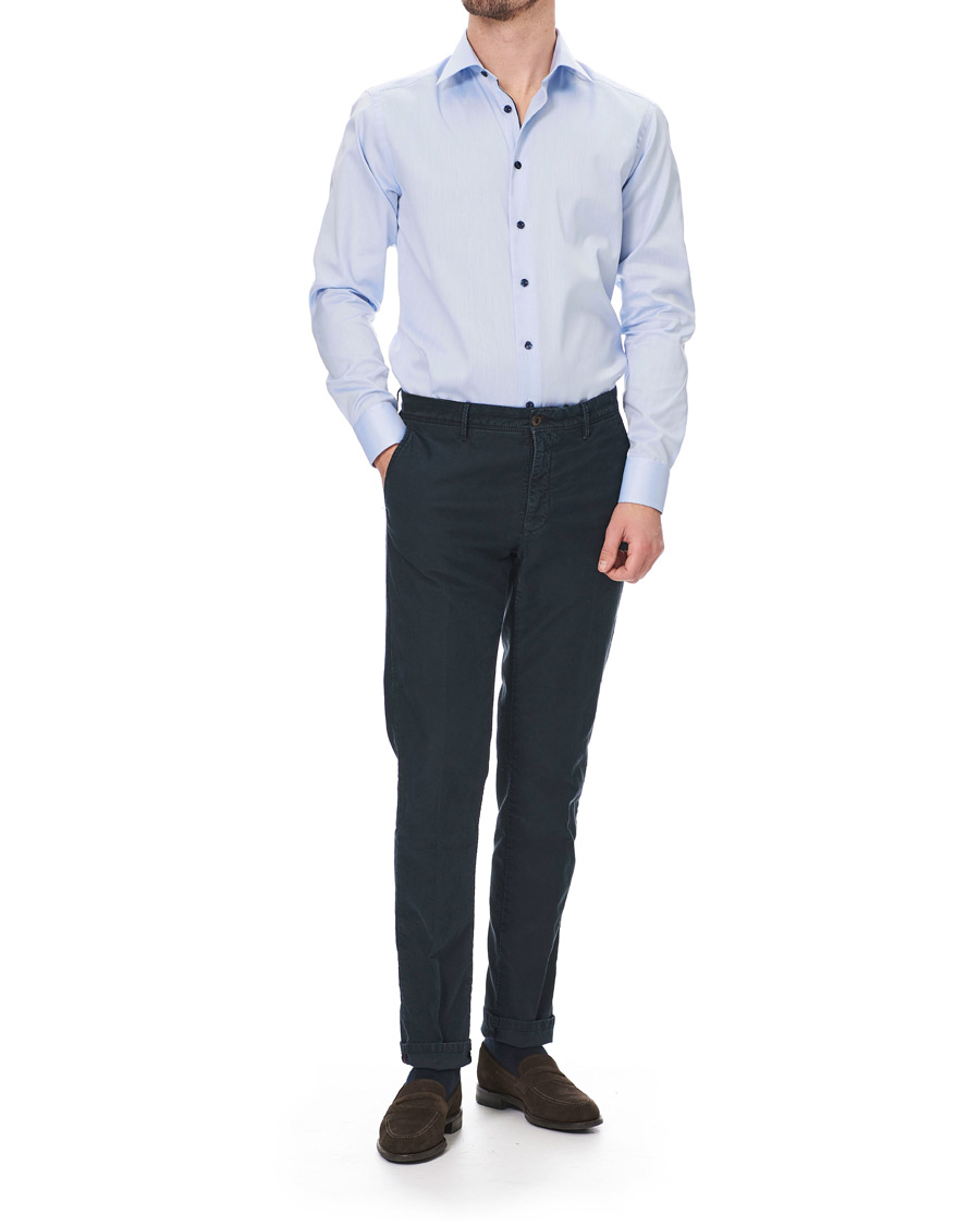 Herre | Skjorter | Eton | Slim Fit Twill Contrast Piping Shirt Light Blue