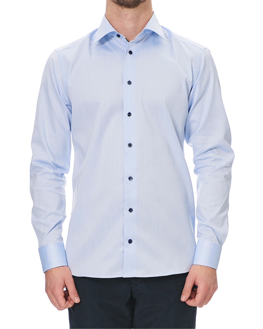Herre | Skjorter | Eton | Slim Fit Twill Contrast Piping Shirt Light Blue