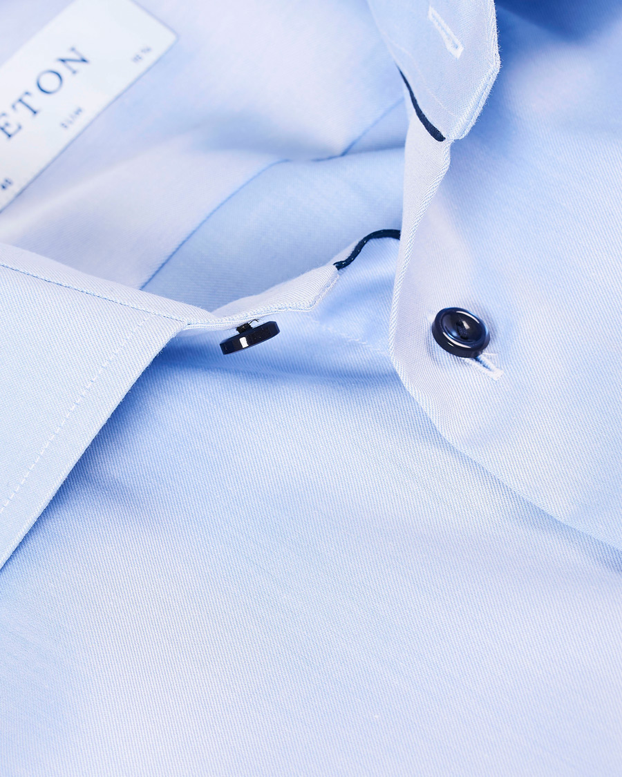 Herre | Skjorter | Eton | Slim Fit Twill Contrast Piping Shirt Light Blue