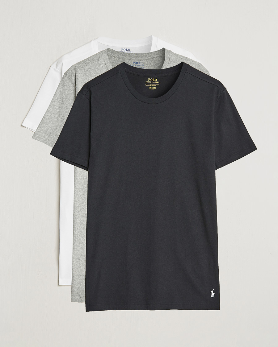 Herre | T-Shirts | Polo Ralph Lauren | 3-Pack Crew Neck T-Shirt White/Black/Andover Heather