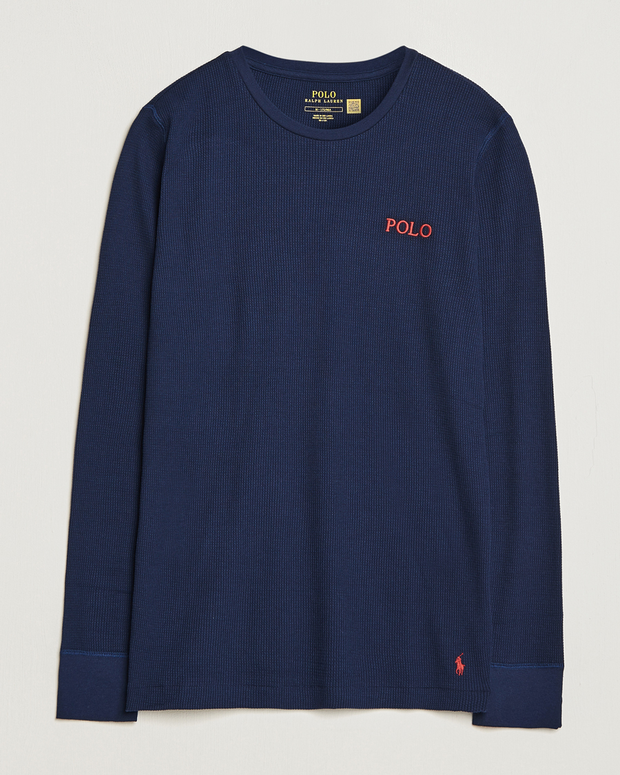 Herre | T-Shirts | Polo Ralph Lauren | Waffle Long Sleeve Crew Neck Cruise Navy