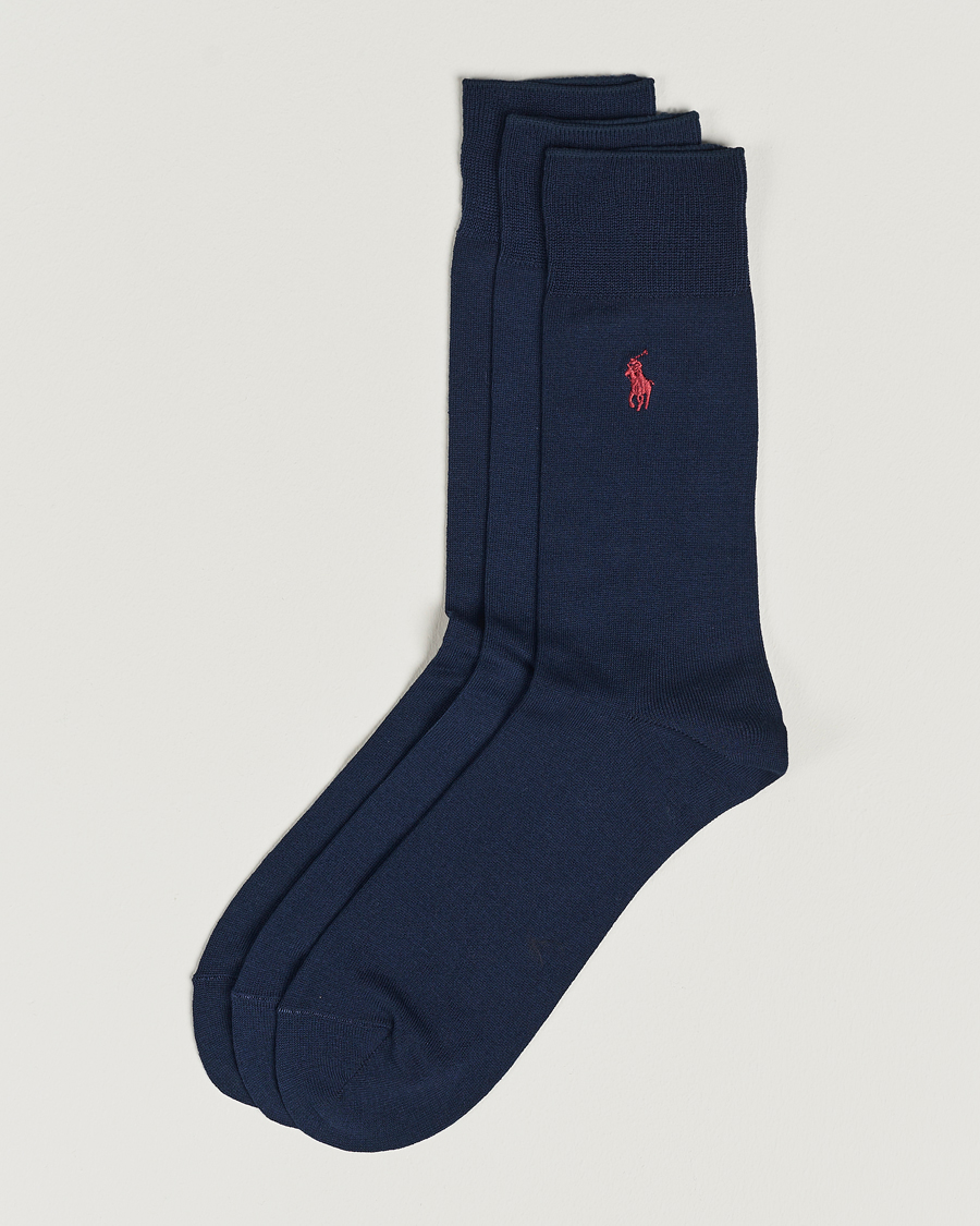 Herre | Sokker | Polo Ralph Lauren | 3-Pack Mercerized Cotton Socks Navy