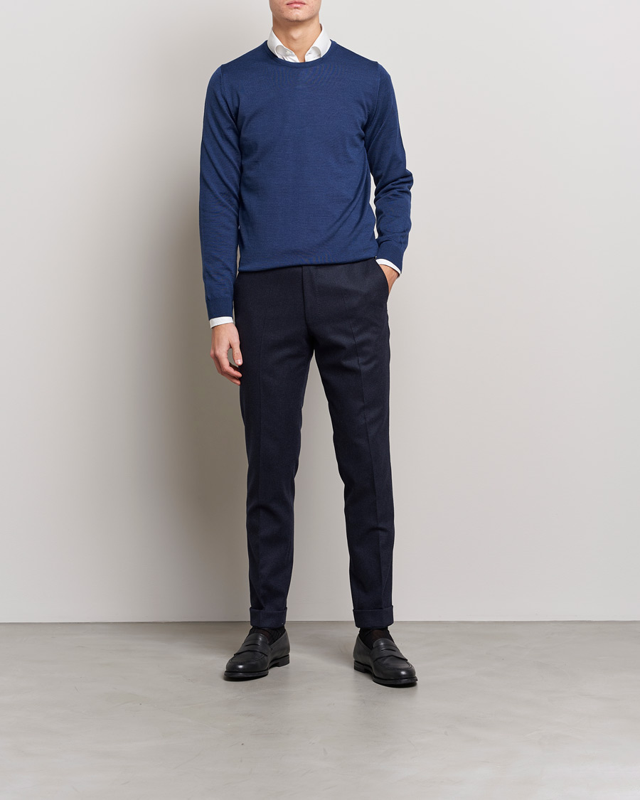 Herre | Gensere | Stenströms | Merino Crew Neck Blue