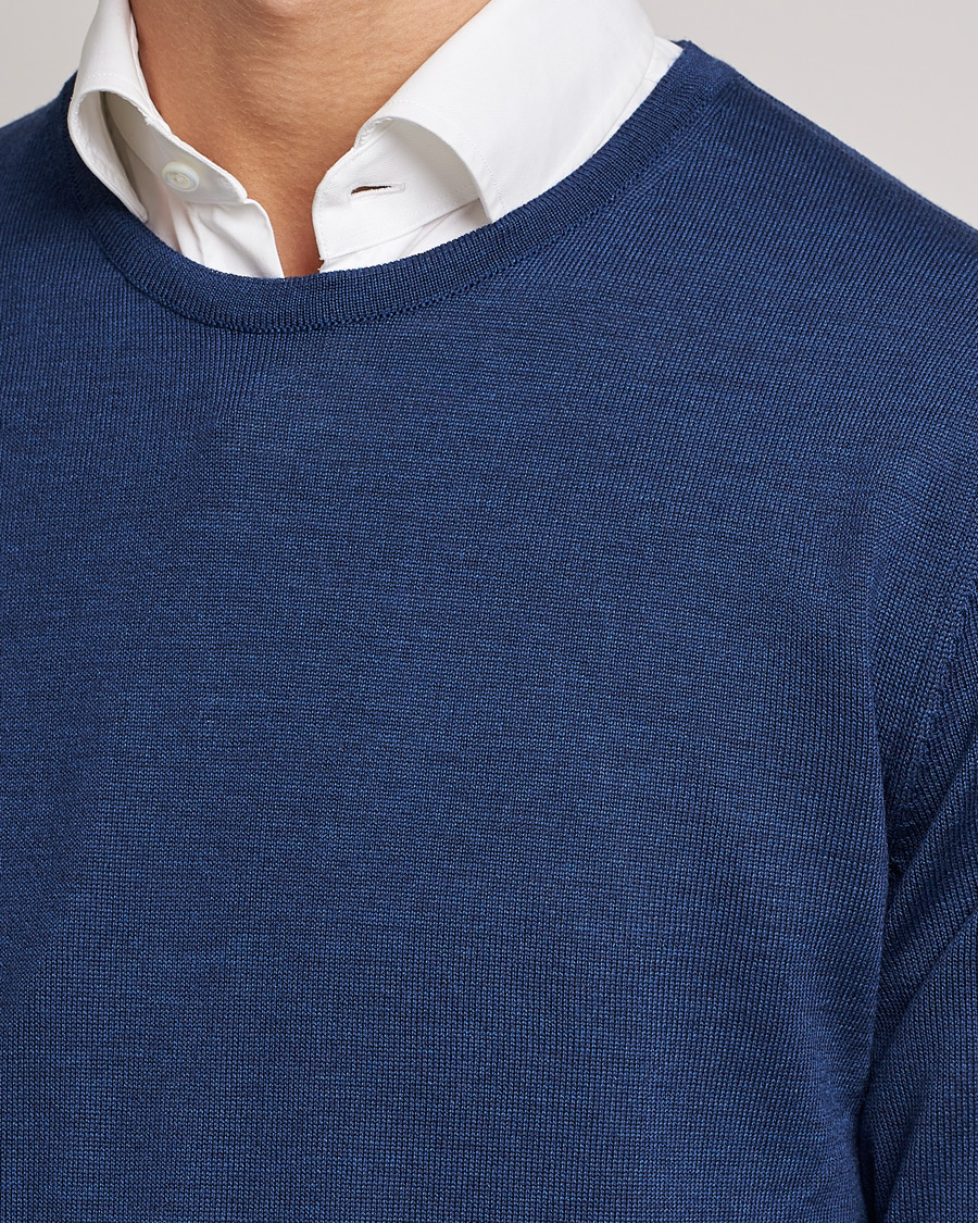 Herre | Gensere | Stenströms | Merino Crew Neck Blue