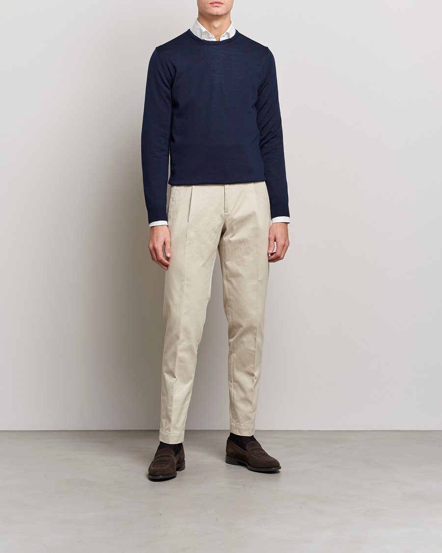 Herre | Gensere | Stenströms | Merino Crew Neck Navy