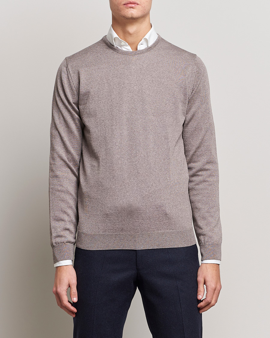 Herre | Business & Beyond | Stenströms | Merino Crew Neck Mud Brown