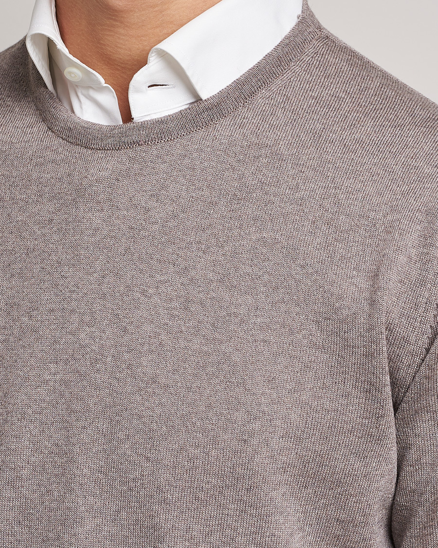 Herre | Gensere | Stenströms | Merino Crew Neck Mud Brown