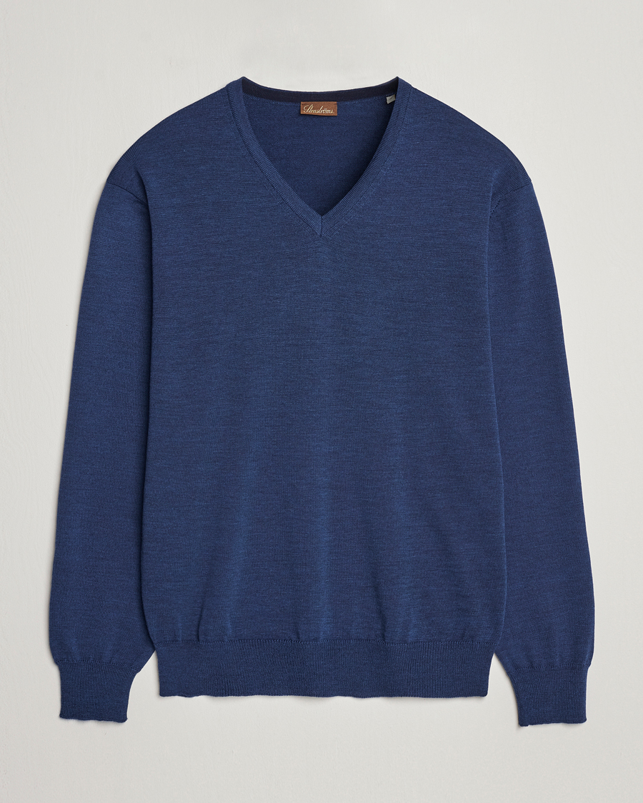 Herre | Gensere | Stenströms | Merino V-Neck Blue