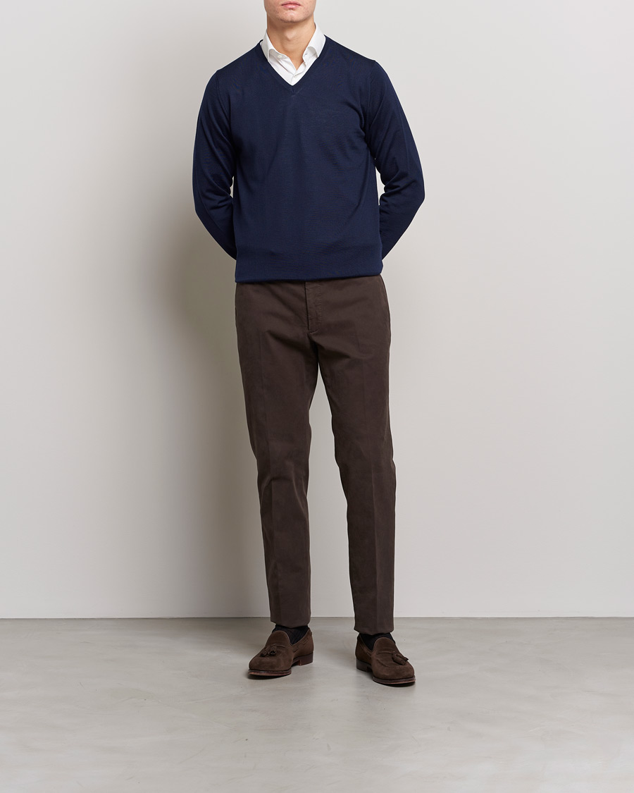 Herre | Gensere | Stenströms | Merino V-Neck Navy