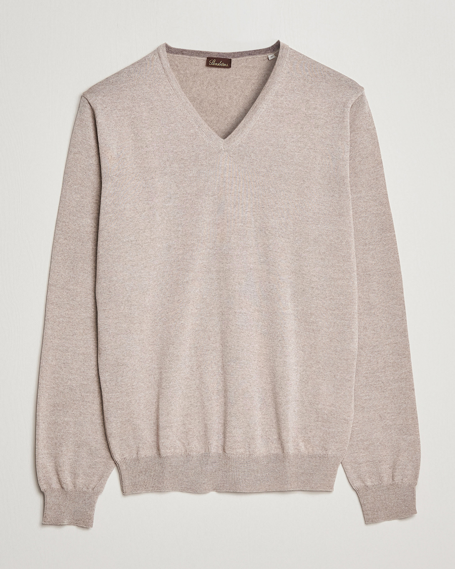 Herre | Gensere | Stenströms | Merino V-Neck Sand