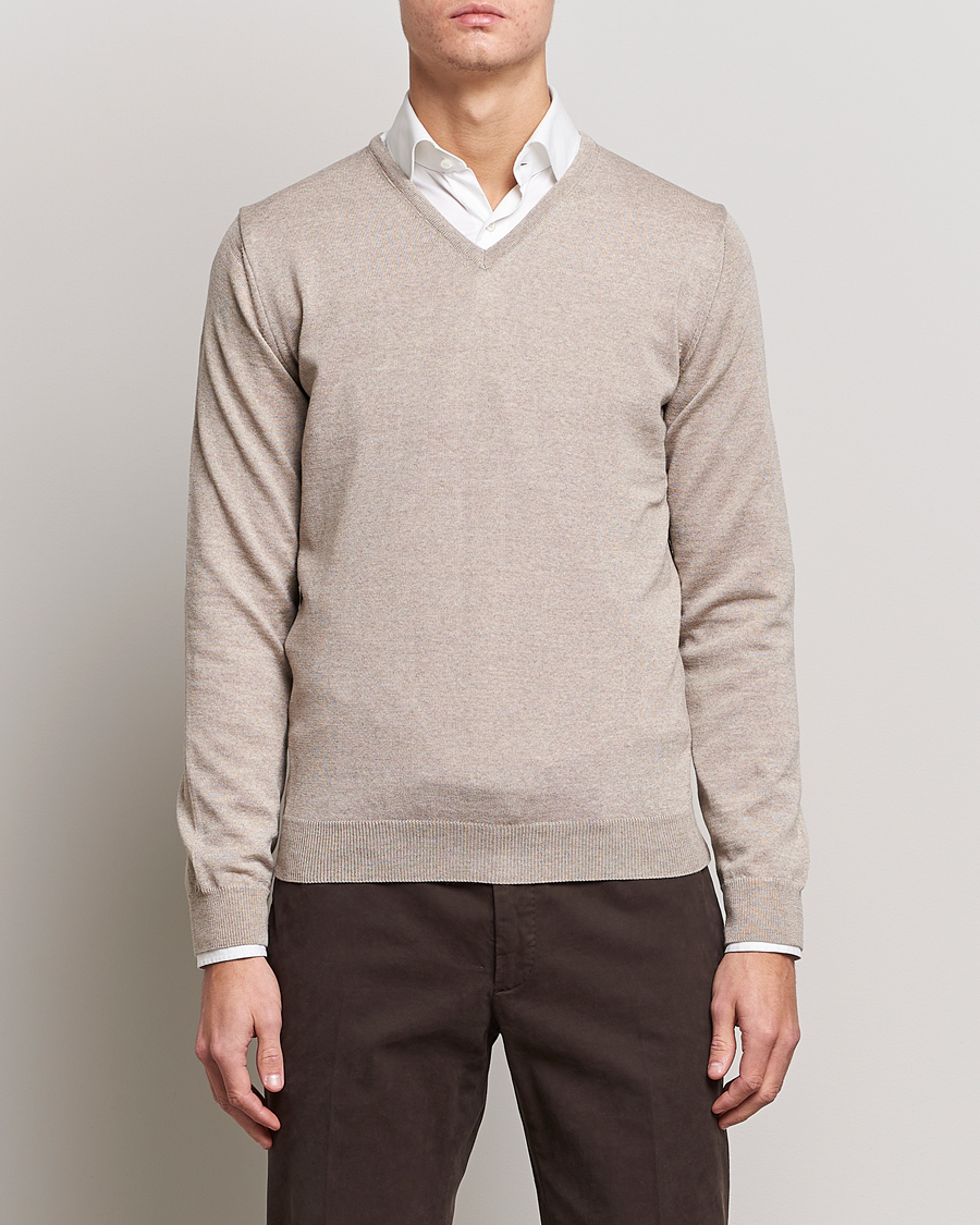 Herre | Gensere | Stenströms | Merino V-Neck Sand