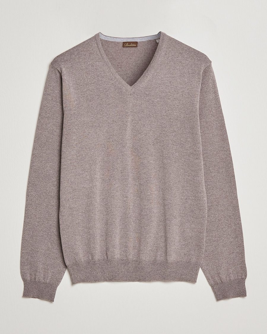 Herre | Gensere | Stenströms | Merino V-Neck Mud Brown