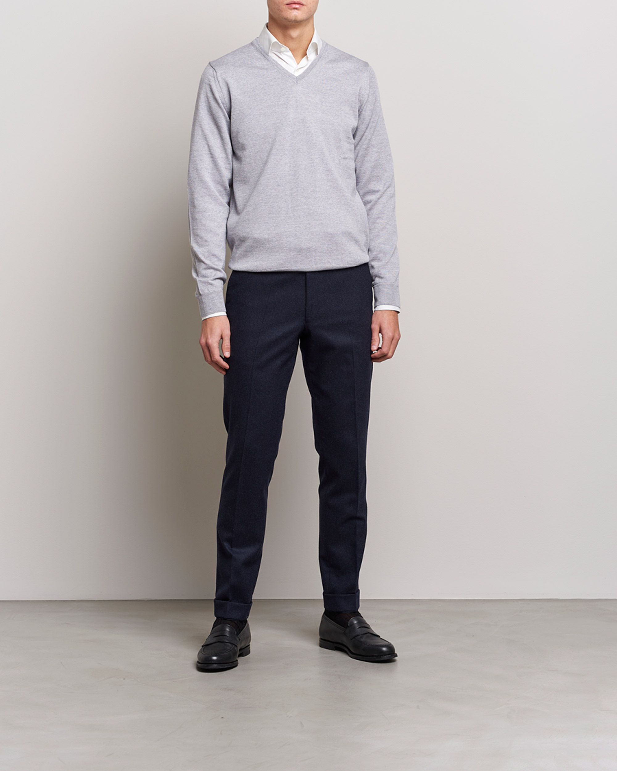Herre | Gensere | Stenströms | Merino V-Neck Light Grey