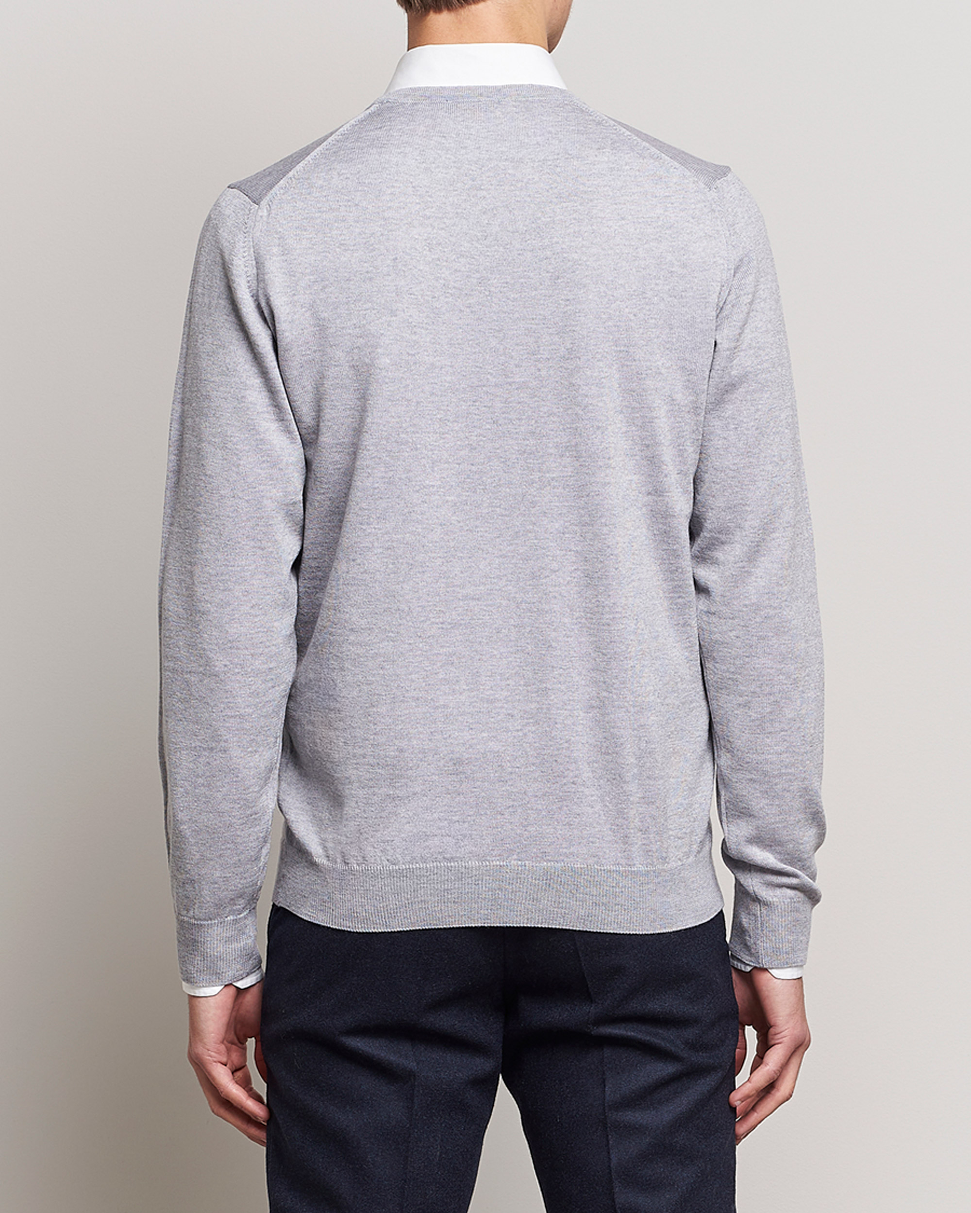 Herre | Gensere | Stenströms | Merino V-Neck Light Grey